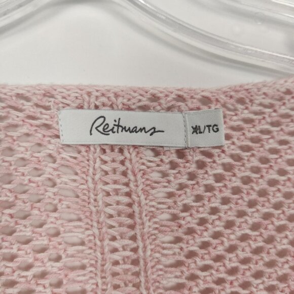 Reitmans Women's Colorblock Pink Hollow Cotton Sweater Size XL Lightweight Beach - Picture 2 of 7